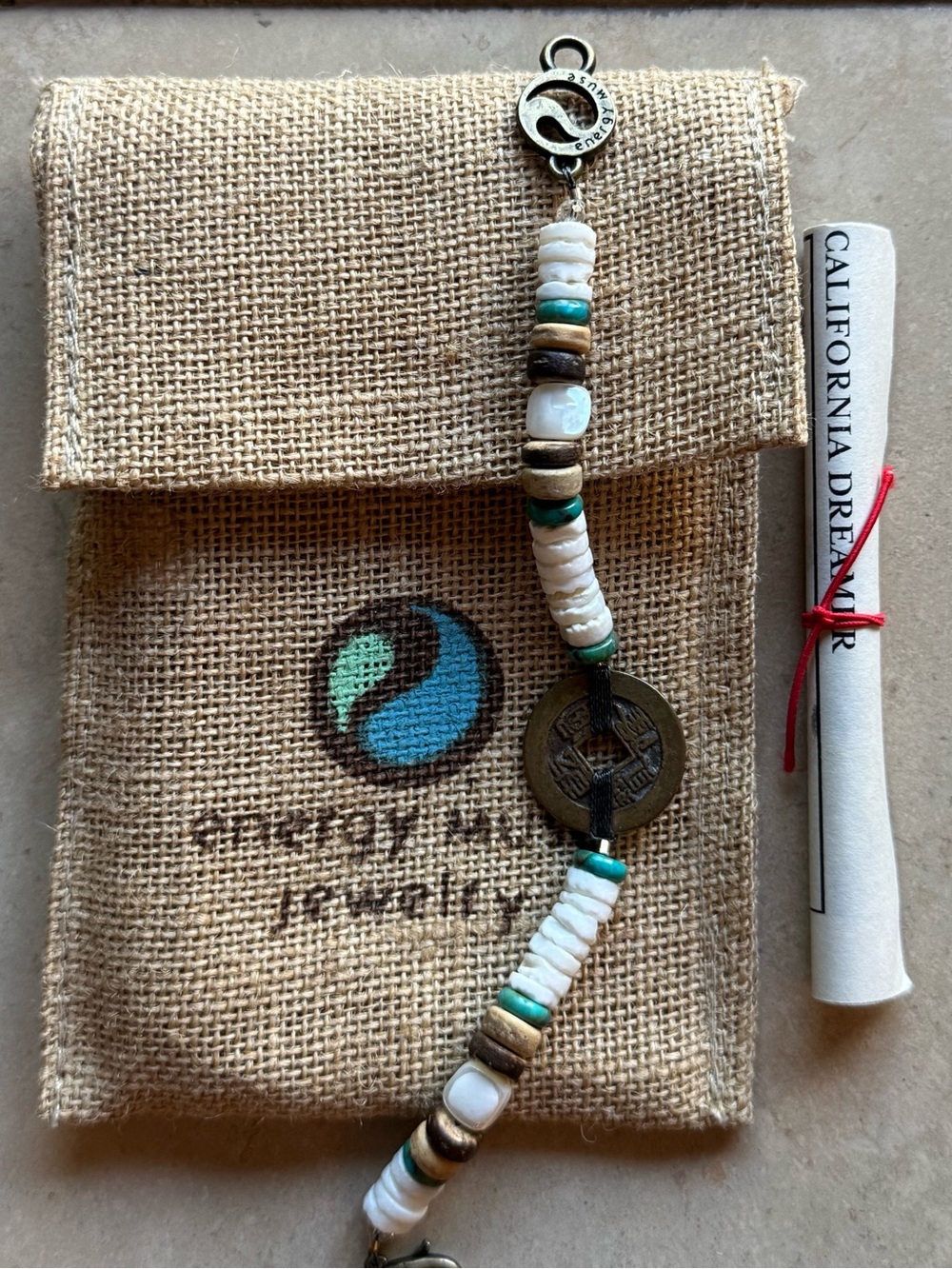 ENERGY MUSE California Dreamer beaded bracelet with ancient coin
